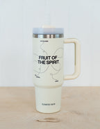 Elevated Faith Tumbler with 'Fruit of the Spirit' design, a unique Christian Gifts accessory