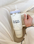Elevated Faith Tumbler with Fruit of the Spirit design, a perfect Christian Gifts item for daily inspiration