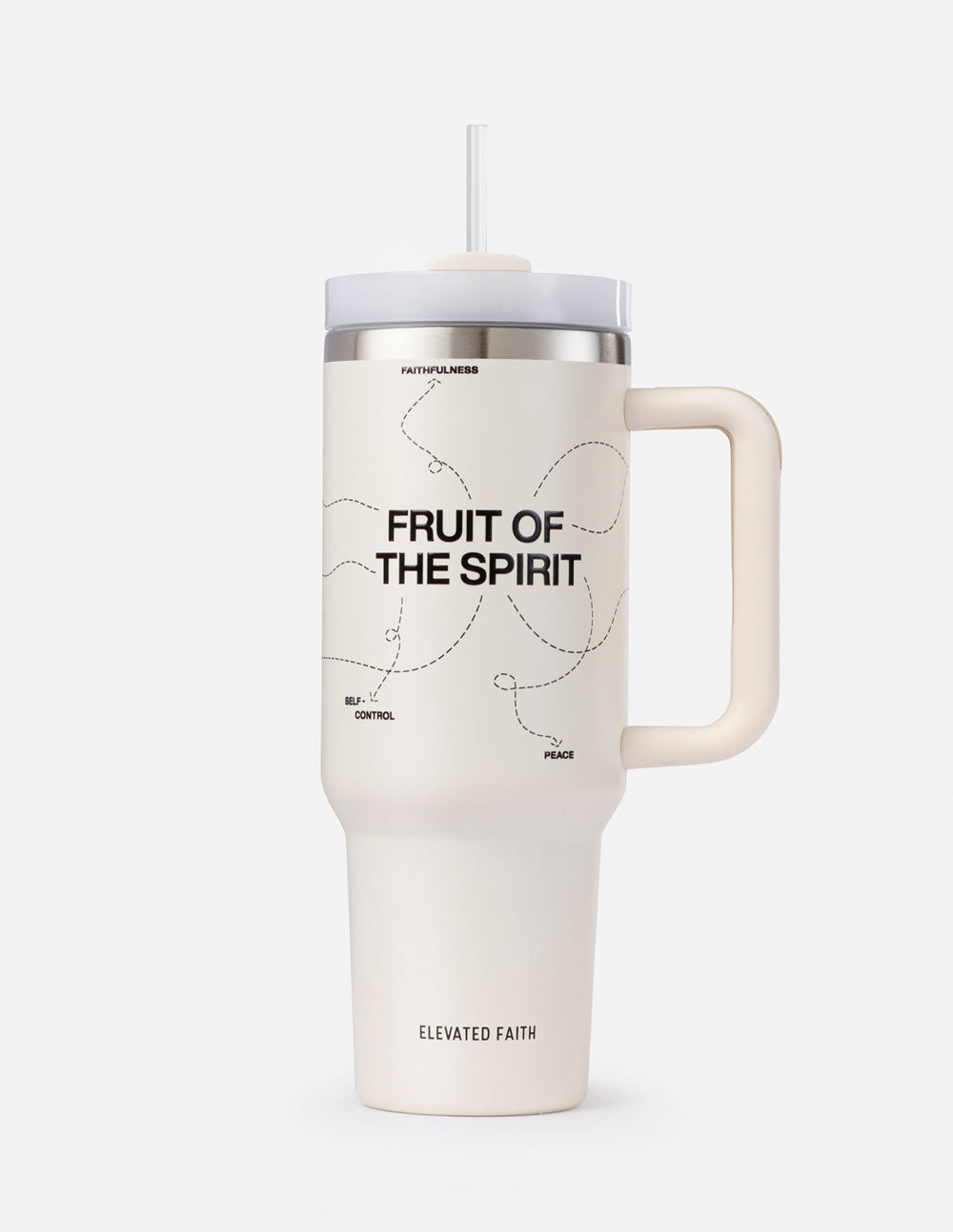 Tumbler from Elevated Faith featuring the Fruit of the Spirit design, a great Christian Gifts option