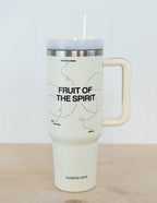 Elevated Faith Tumbler with Fruit of the Spirit design, perfect for Christian gifts and daily inspiration