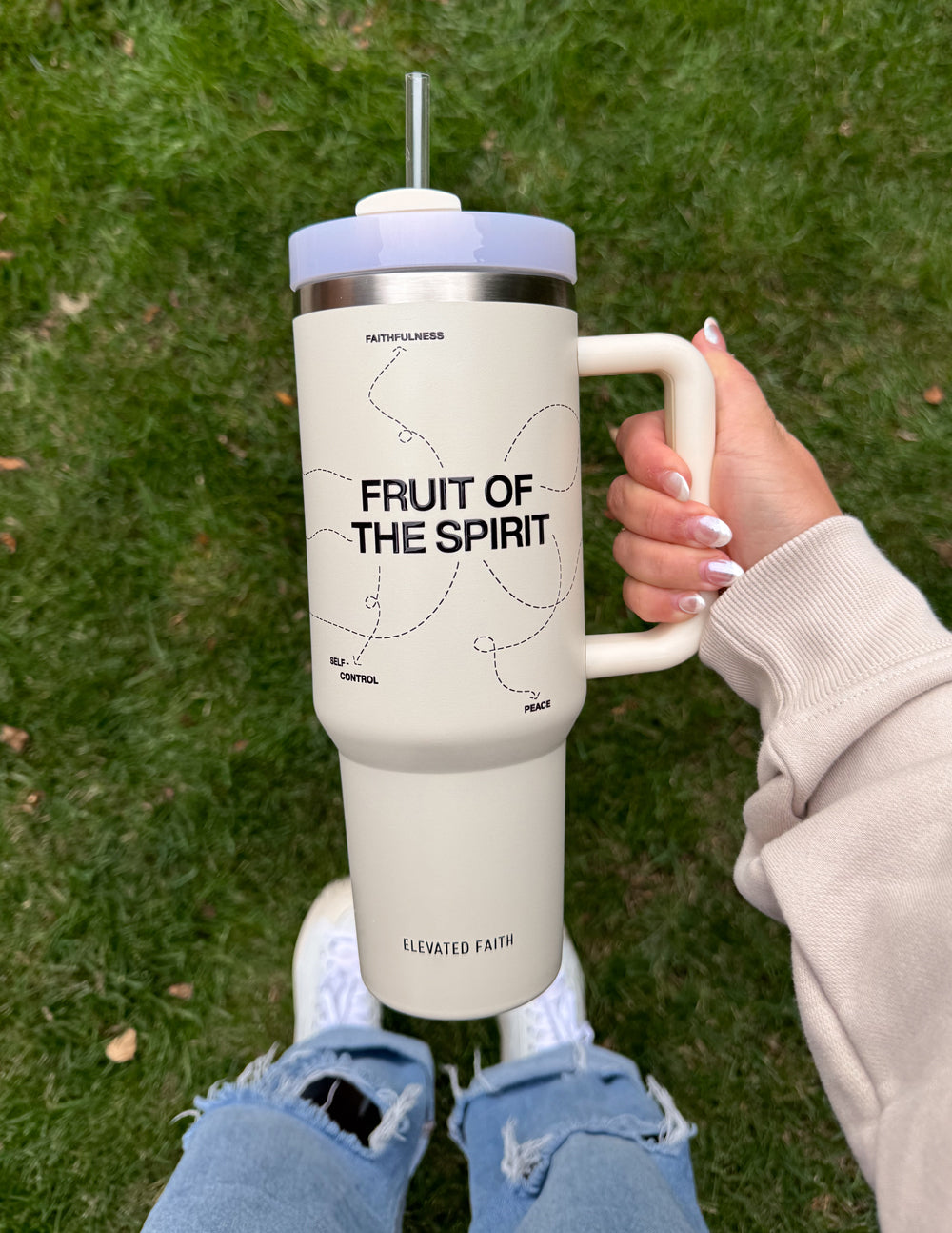 Elevated Faith Fruit of the Spirit Tumbler with Straw, a unique Christian Gifts for any occasion