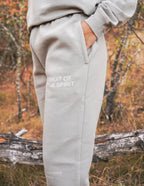Elevated Faith Sweatpants in Light Grey featuring 'Fruit of the Spirit' text, ideal Christian Apparel