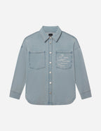 Light Blue Elevated Faith Christian Jacket with Classic Fit and Two Front Pockets
