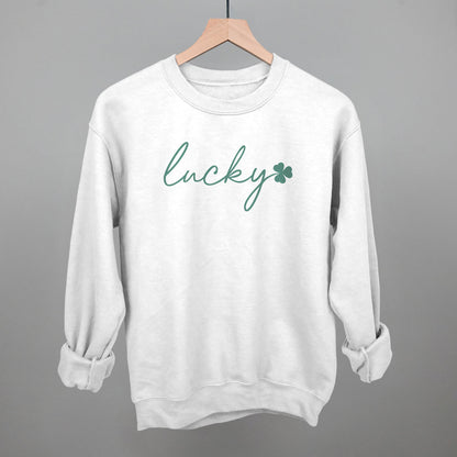 Lucky (Green Script) Funny Sweatshirt in White – Ivy + Cloth