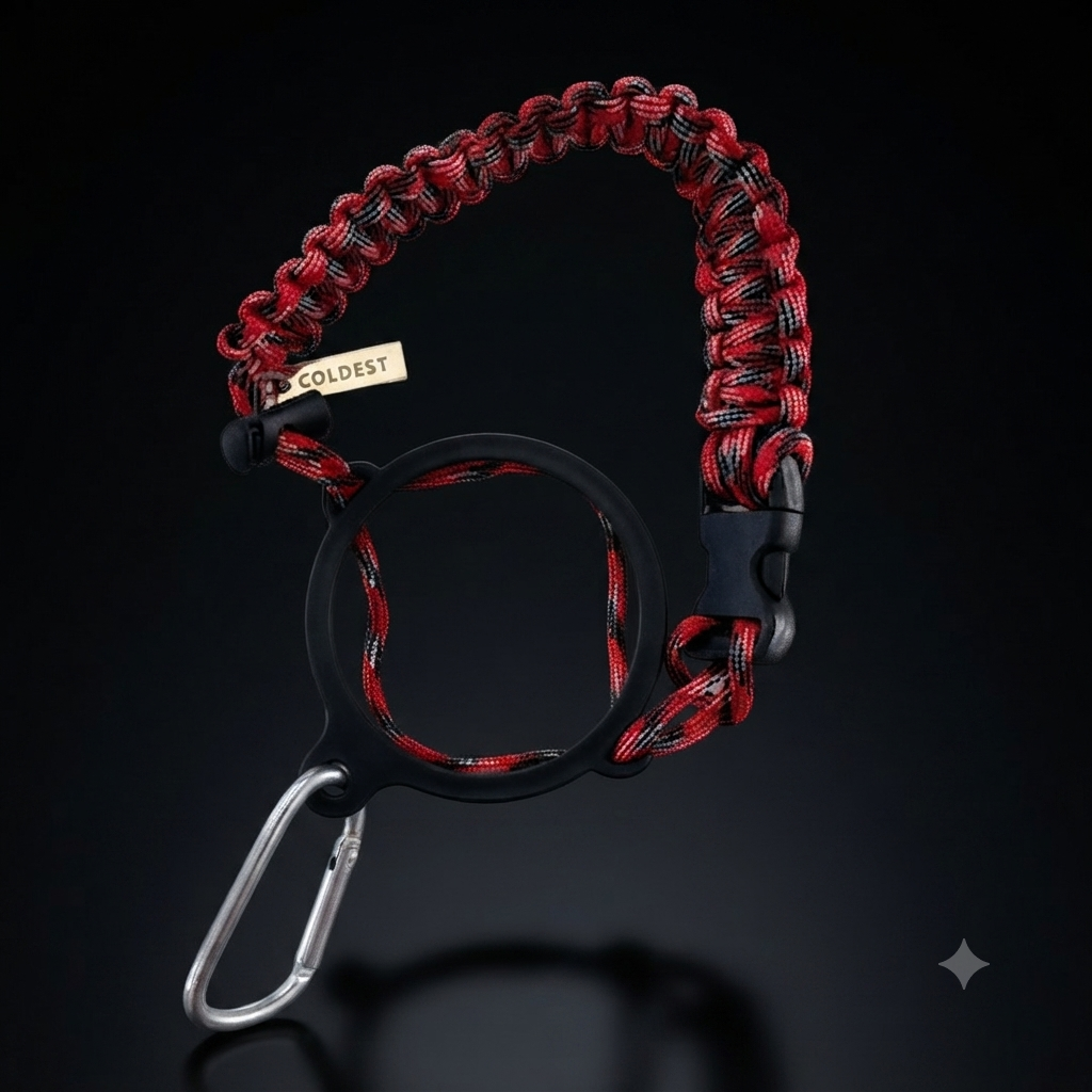 COLDEST paracord handle for wide mouth water bottles in Autumn Red