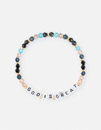 Elevated Faith Christian Jewelry Bracelet featuring beads and letters spelling 'GOD IS GREAT'
