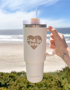 Elevated Faith Christian Gifts Tumbler with 'God is Love' design and straw for on-the-go hydration