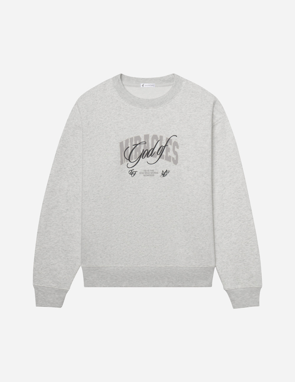 Elevated Faith Christian Crewneck Sweatshirt in grey with modern Godly graphic design
