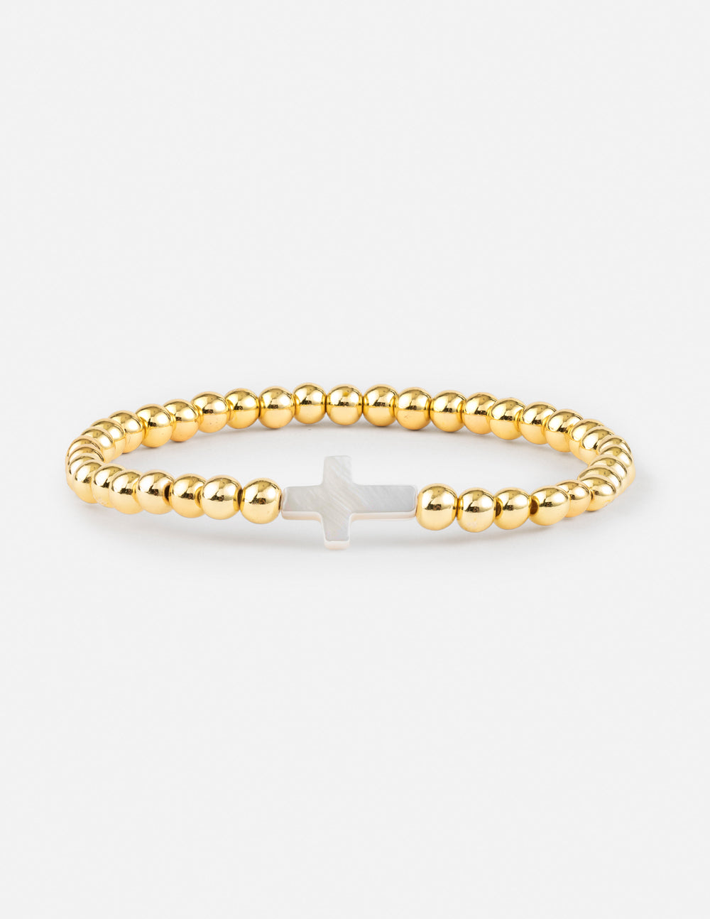 Elevated Faith Christian Jewelry Bracelet with Gold Beads and Silver Cross Accent