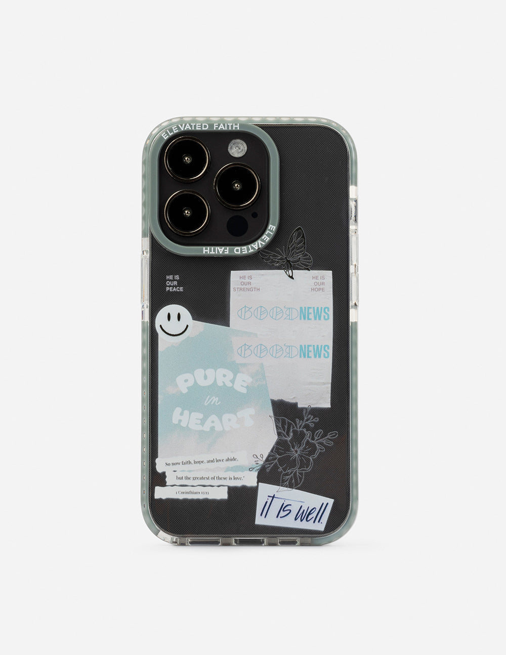 Elevated Faith Christian iPhone Case with Inspirational Quotes and Colorful Graphic Design