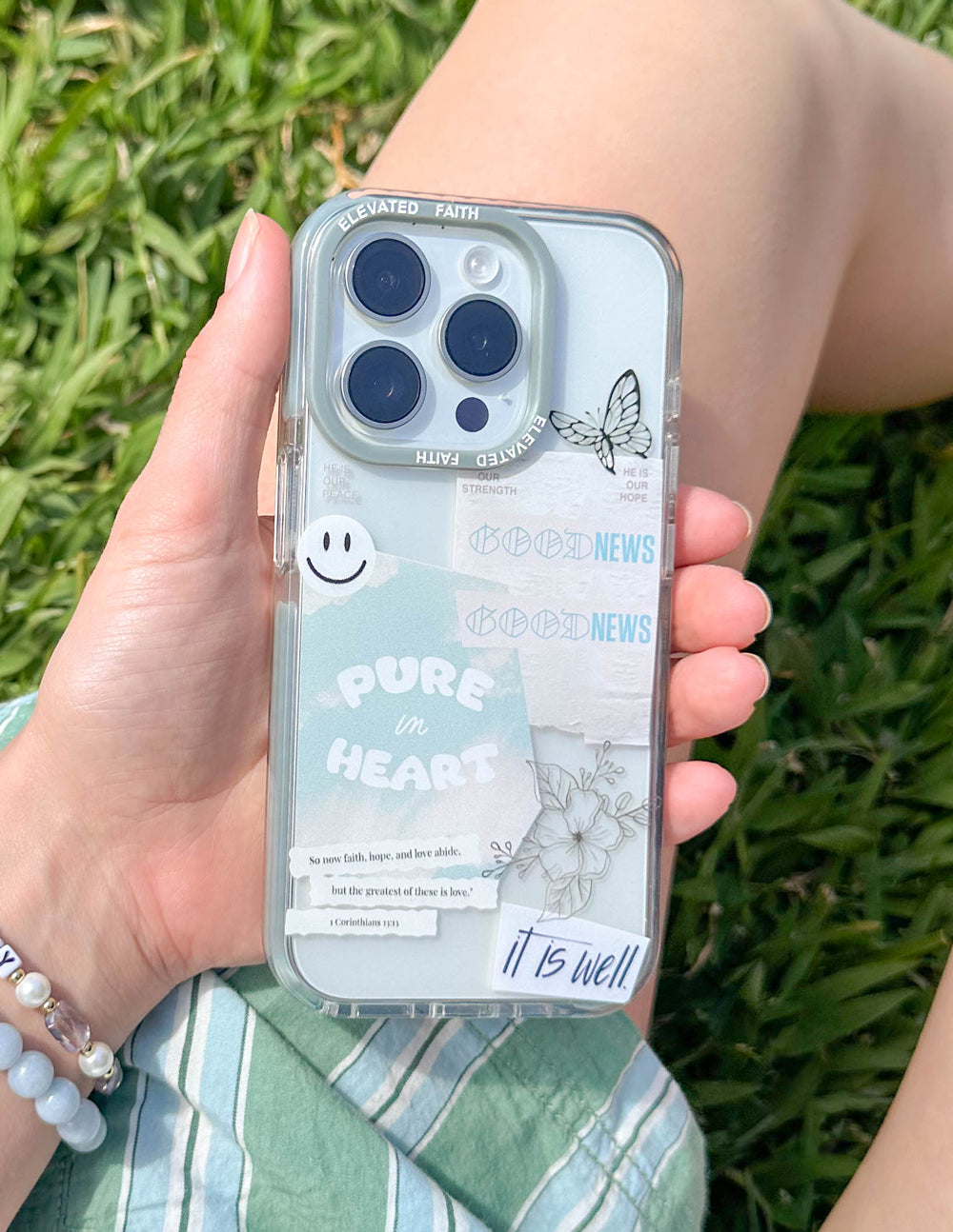 Elevated Faith Christian iPhone Case featuring various inspirational designs and affirmations