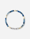 Elevated Faith Christian Jewelry Bracelet featuring blue beads and 'GRACE' letters