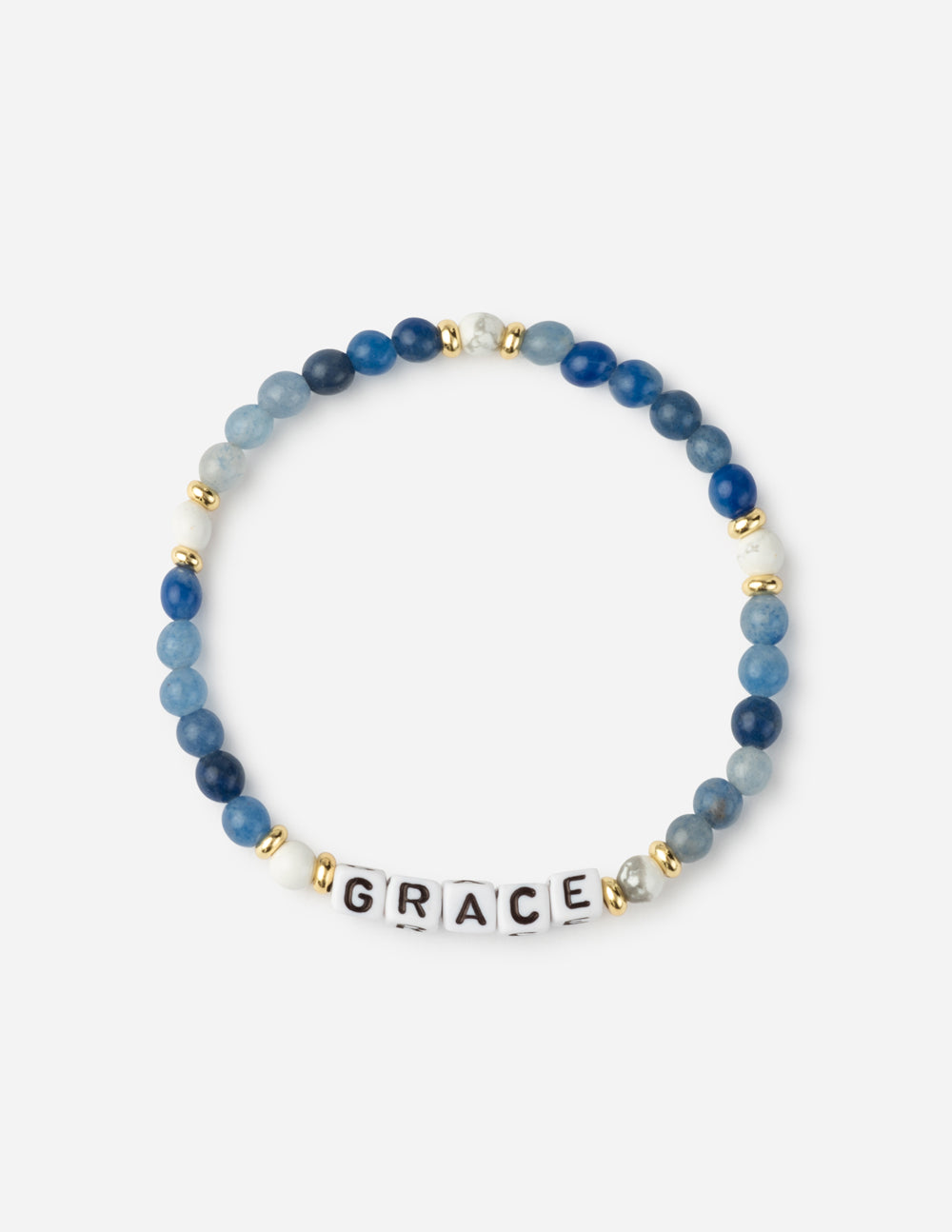 Elevated Faith Christian Jewelry Bracelet featuring blue beads and 'GRACE' letters