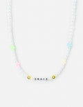 Elevated Faith Christian Jewelry Necklace with colorful flowers and letter beads spelling 'GRACE'