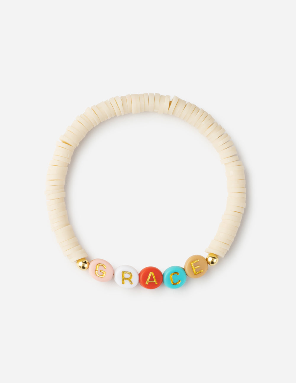 Elevated Faith Christian Jewelry Bracelet featuring colorful beads spelling GRACE