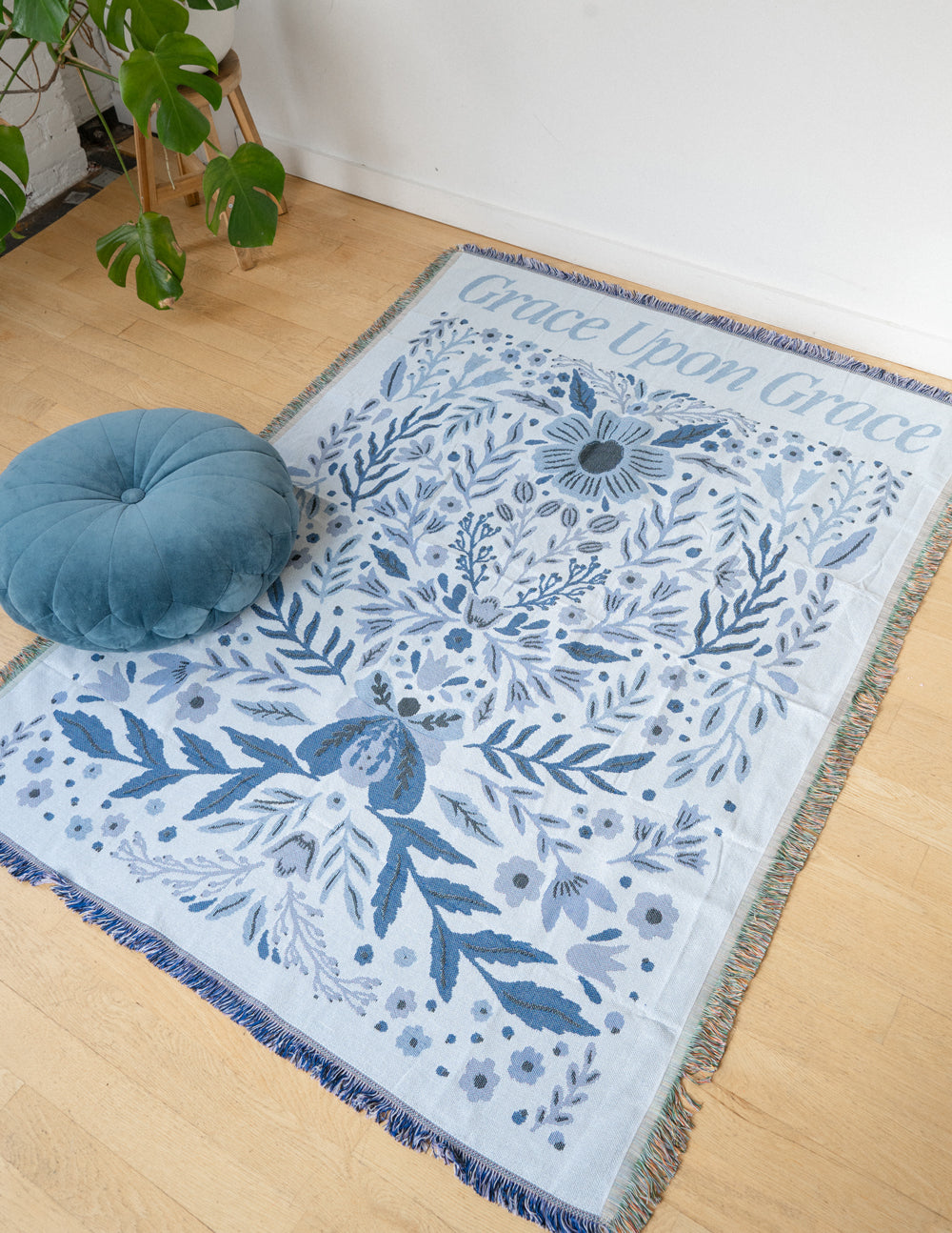 Elevated Faith Grace Upon Grace Blanket with Floral Design Ideal for Christian Gifts