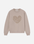 Elevated Faith Christian Crewneck Sweatshirt in light beige with a heart design featuring the word Jesus