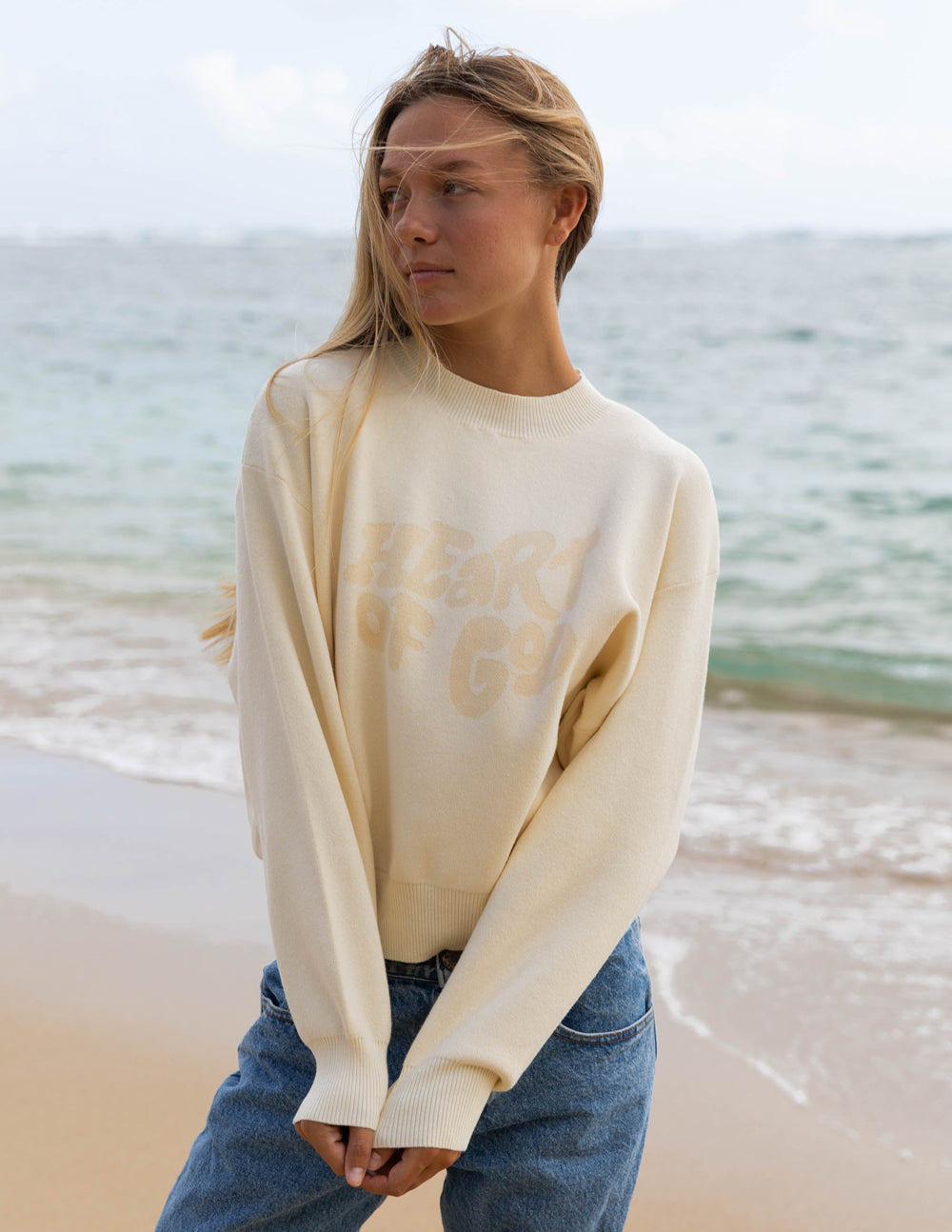 Elevated Faith Christian Crewneck Sweatshirt in Cream Color for Comfortable Casual Wear