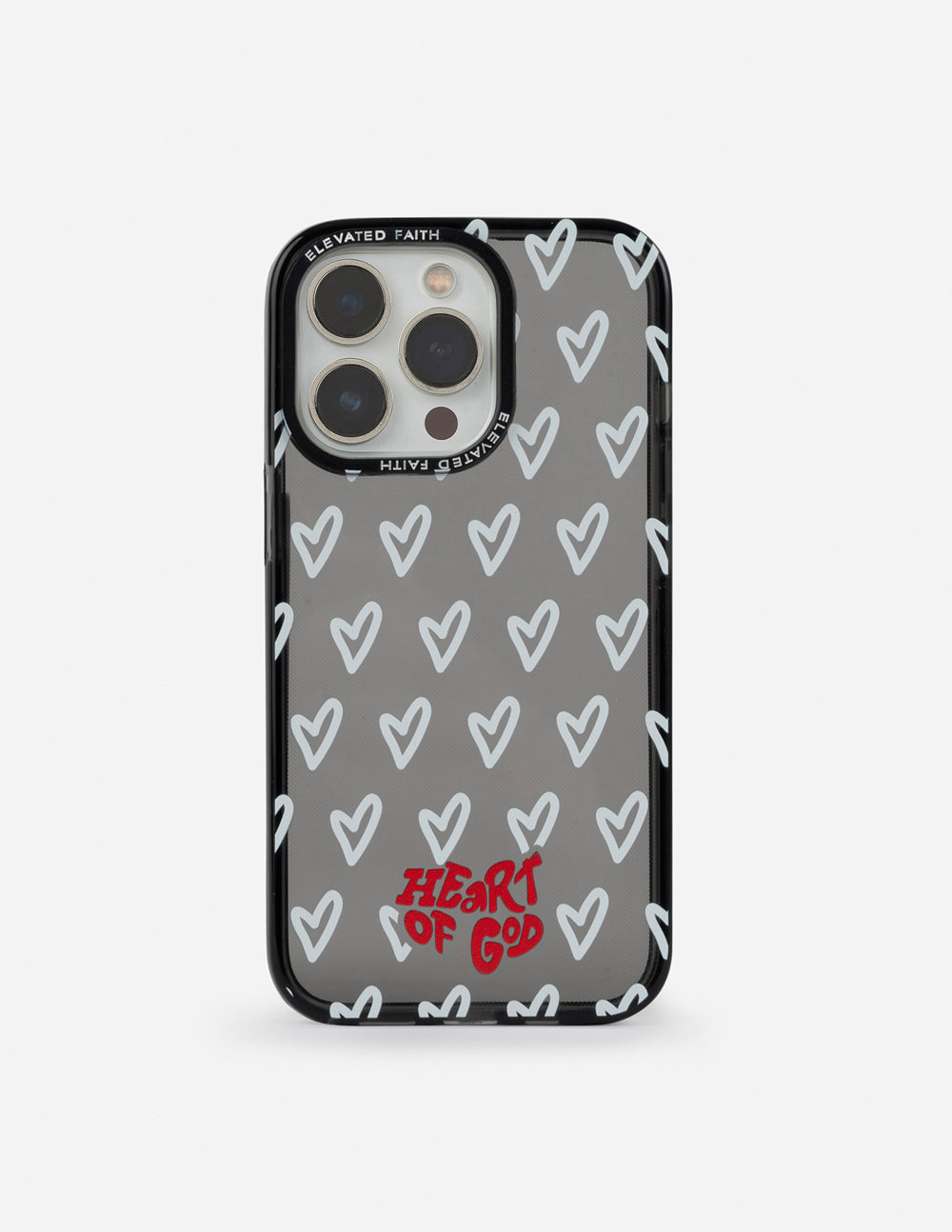 Elevated Faith Christian iPhone Case with heart pattern and 'Heart of God' design