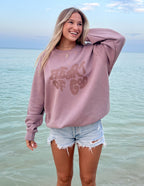 Elevated Faith Christian Crewneck Sweatshirt in mauve with Heart of God graphic design
