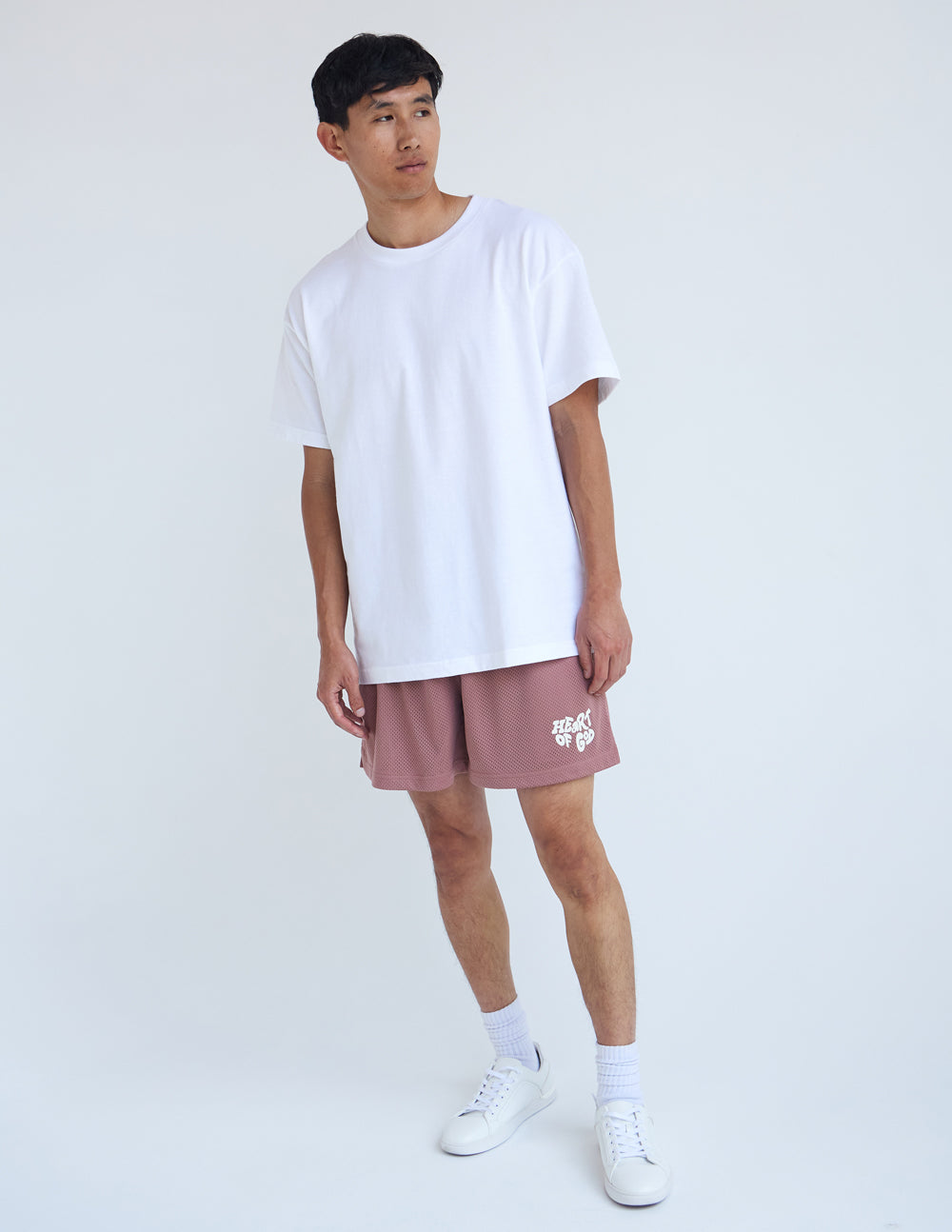 Men's Elevated Faith Christian Shorts in Pink with White Graphic Design for Comfortable Casual Wear