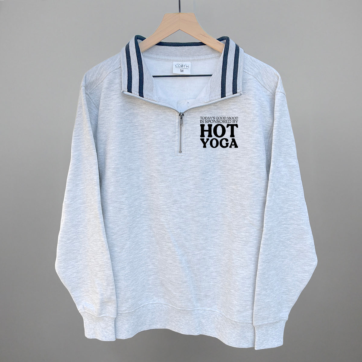 Mood Sponsored By Hot Yoga (Left Chest) Funny Shirt & Sweatshirt in Grey – Ivy + Cloth