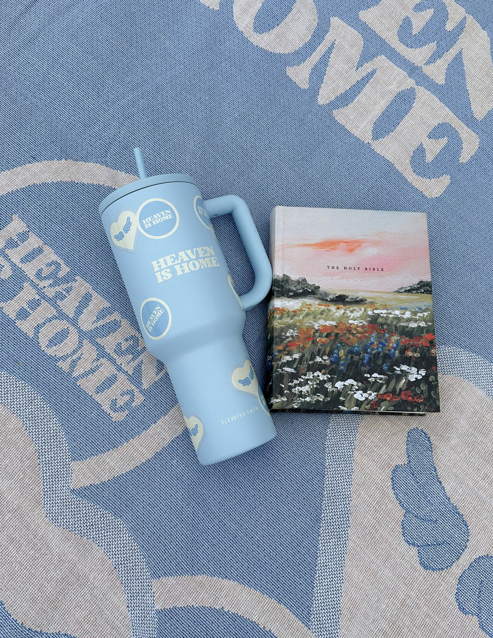 Elevated Faith Tumbler in Blue with Inspirational Design for Christian Gifts