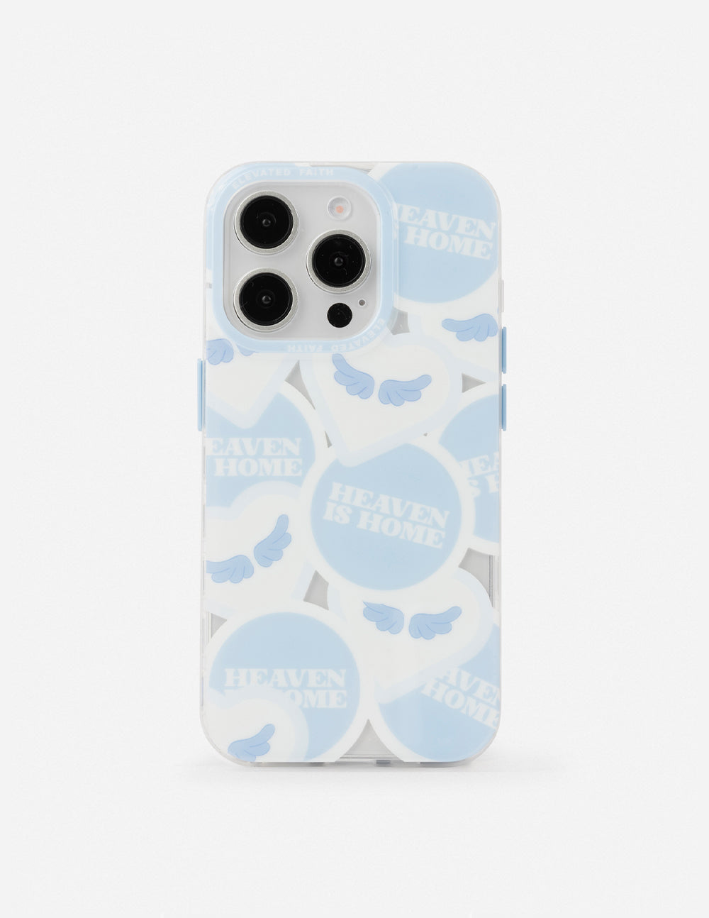 Christian iPhone Case featuring a light blue design with wings and the text Heaven is Home