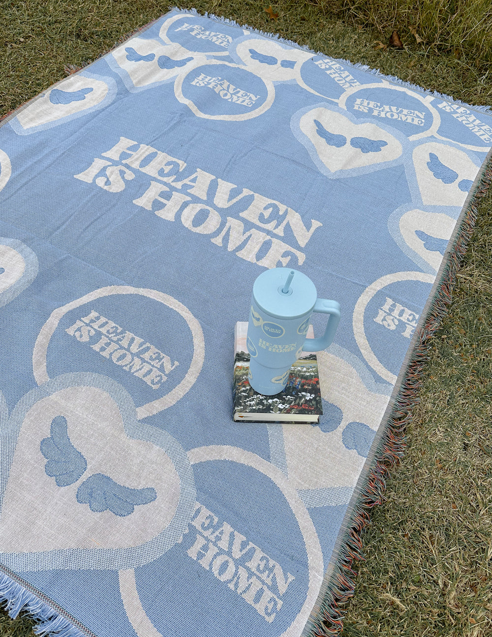 Cozy Elevated Faith Blanket with 'Heaven is Home' design, perfect for Christian gifts
