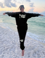 Elevated Faith Black Sweatpant with Heaven Made Design for Christian Apparel Enthusiasts
