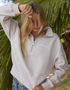 Elevated Faith Christian Jacket in Light Beige with Half-Zip and Soft Fabric for Casual Wear