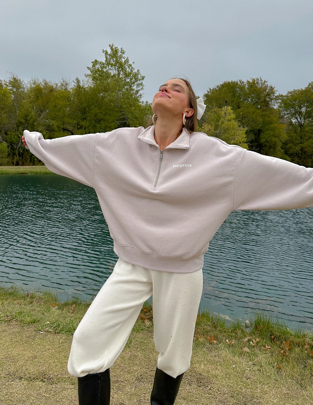 Elevated Faith Christian Jacket in Light Pink with Quarter-Zip Design for Comfortable Style