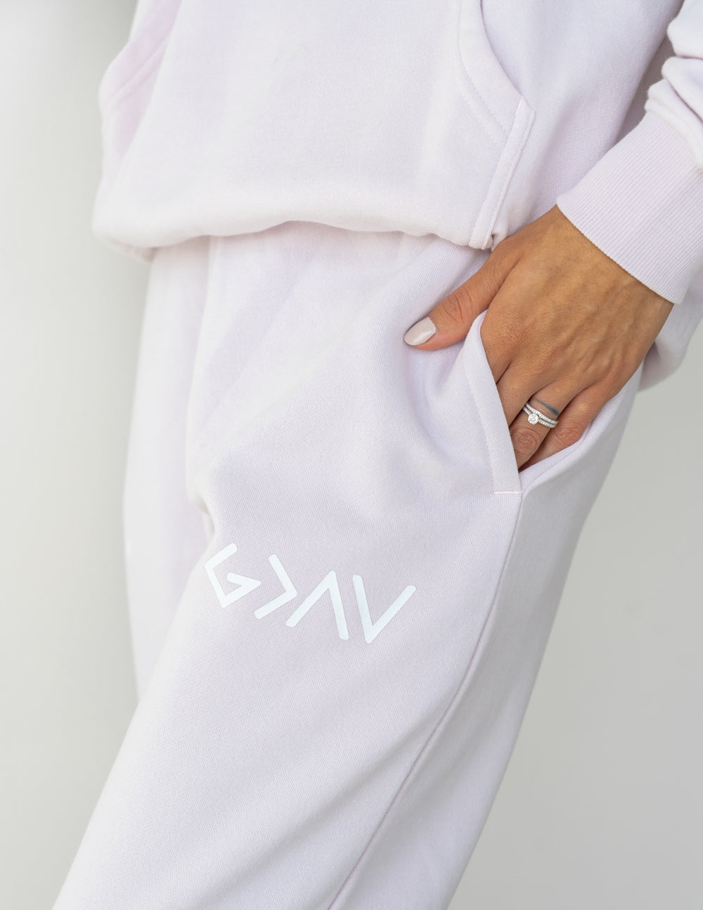 Elevated Faith Sweatpants in Light Pink with Pockets for Comfortable Christian Apparel