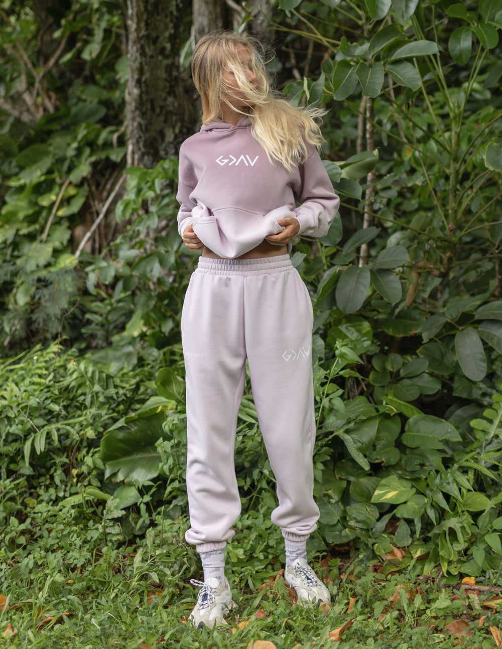 Elevated Faith Cozy Sweatpants in Light Purple, Perfect for Comfortable Christian Apparel