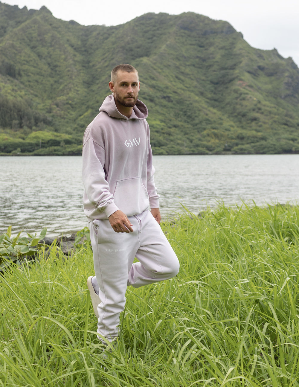 Elevated Faith Men's Sweatpants in Soft White, perfect for comfortable Christian Apparel