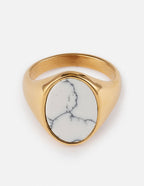 Elevated Faith Gold Ring with White Marble Stone, perfect for Christian Jewelry lovers