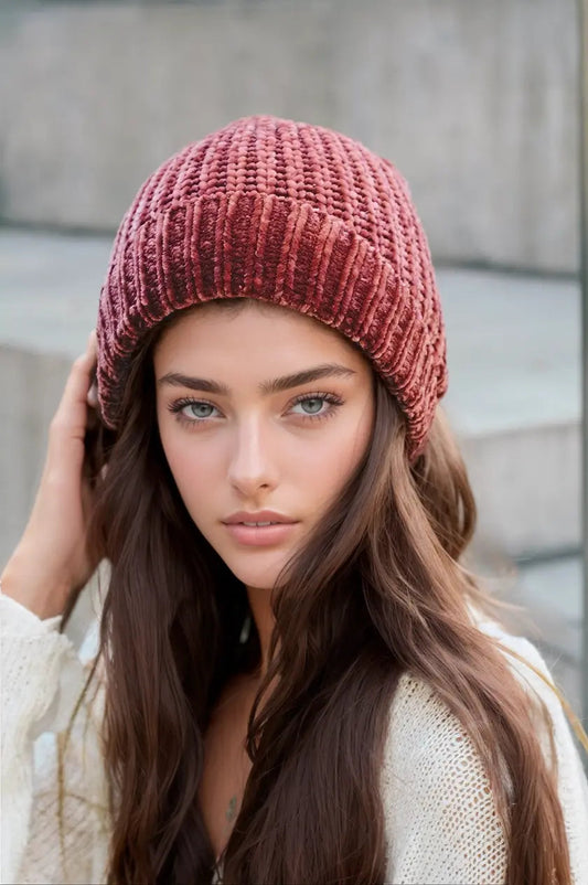 Soft Chenille Beanie, cozy knit winter hat