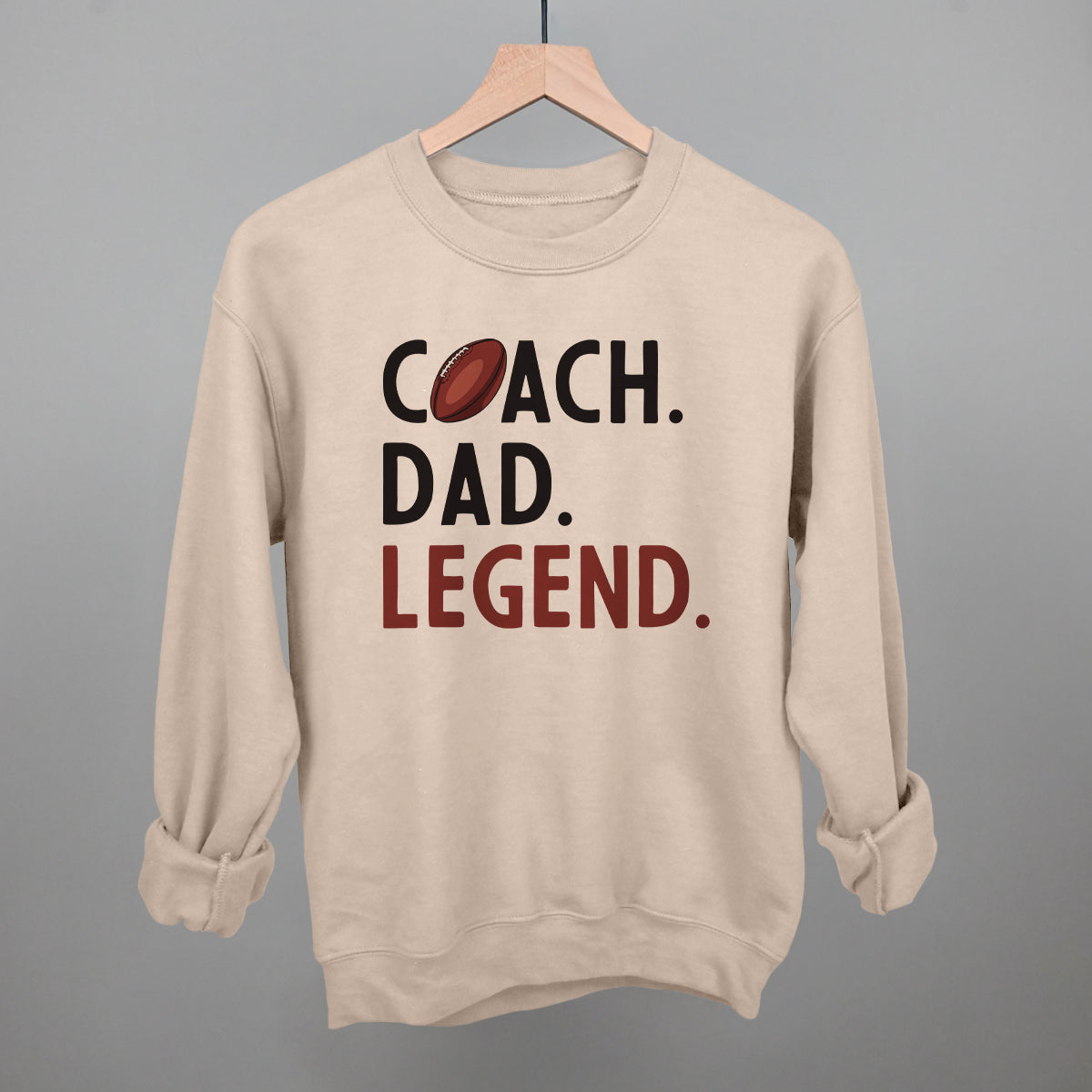 Coach Dad Legend Football graphic crewneck sweatshirt in Sandstone