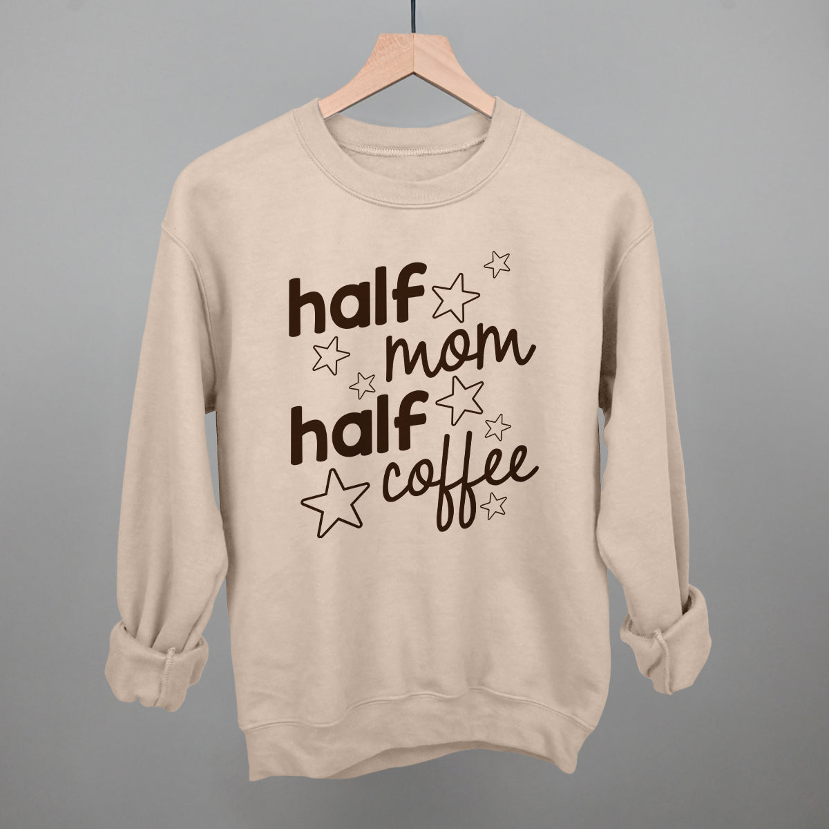 Half Mom Half Coffee Stars Funny Sweatshirt in Sandstone – Ivy + Cloth