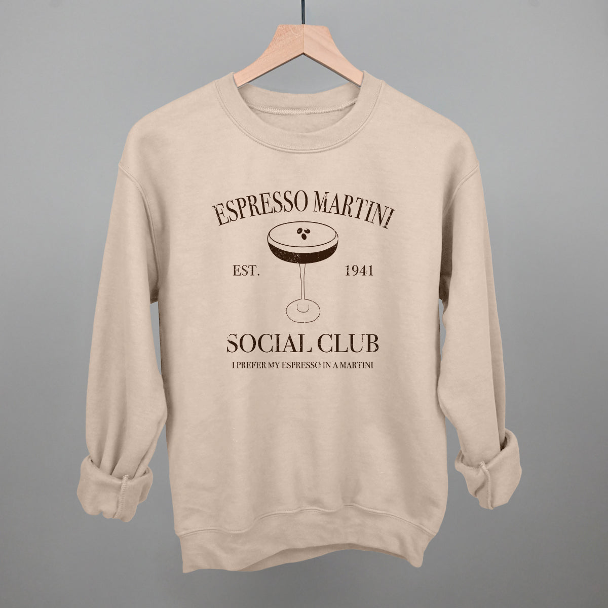 Espresso Martini Social Club Funny Sweatshirt in Sandstone – Ivy + Cloth