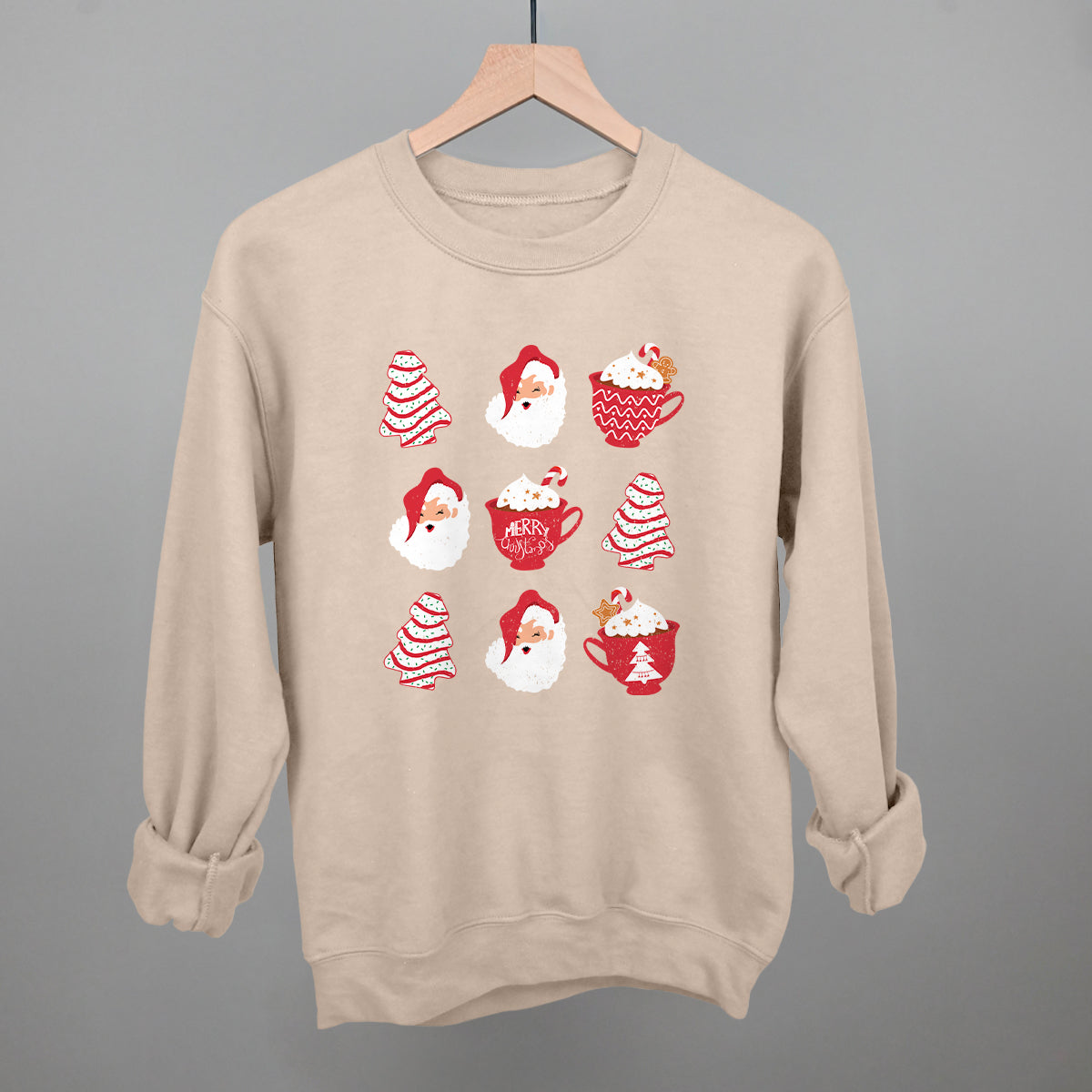 Christmas Tree Cake Santa Funny Sweatshirt in Sandstone – Ivy + Cloth