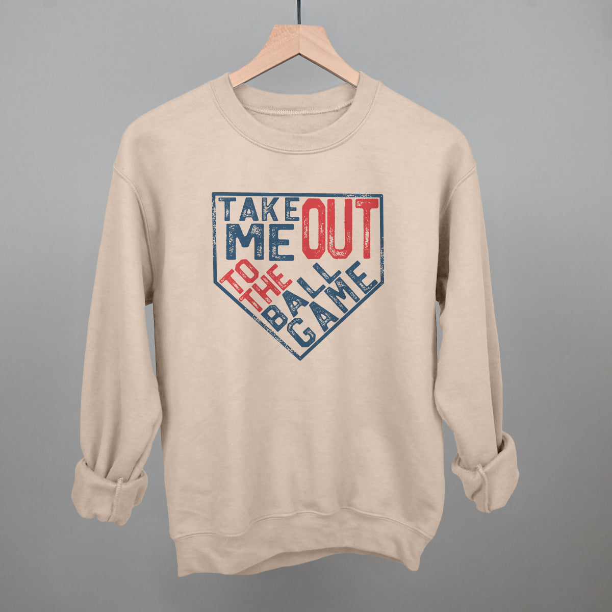 Take Me Out To The Ball Game (Plate) Funny Sweatshirt in Sandstone – Ivy + Cloth