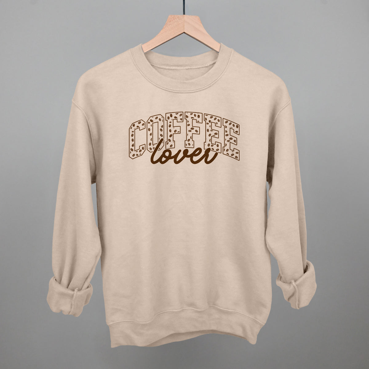 Coffee Lover graphic crewneck sweatshirt in Sandstone