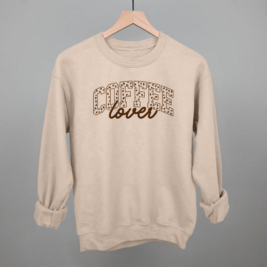 Coffee Lover graphic crewneck sweatshirt in Sandstone