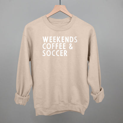 Weekends Coffee & Soccer Funny Sweatshirt in Sandstone – Ivy + Cloth