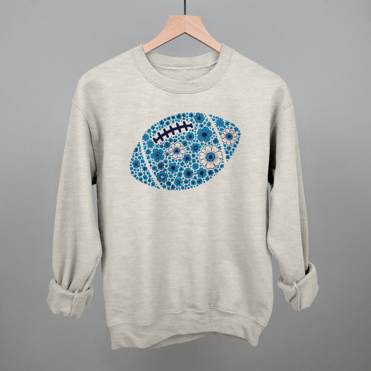 Floral Football Blue Funny Sweatshirt in Oatmeal – Ivy + Cloth