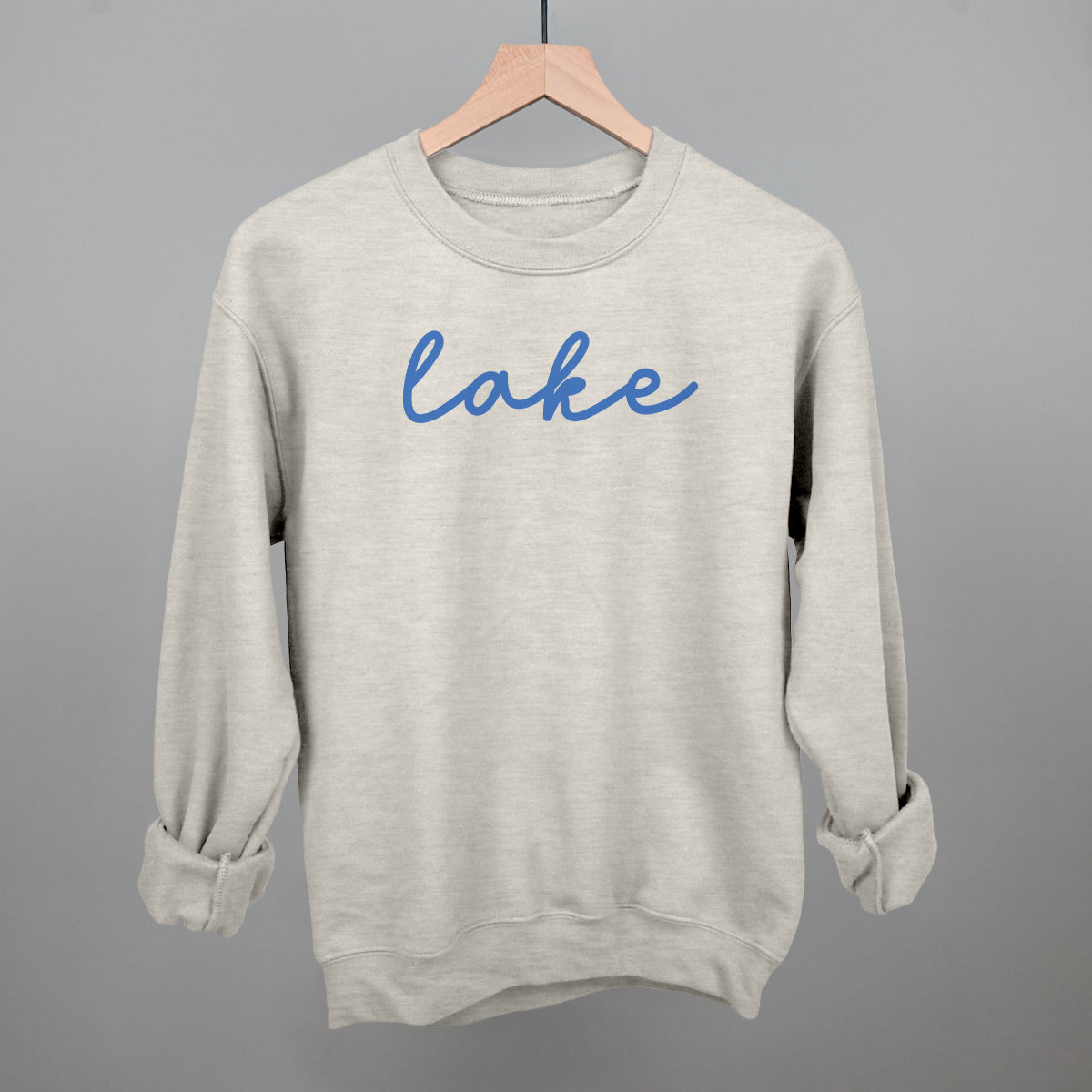 Lake Life Script graphic crewneck sweatshirt in Oatmeal