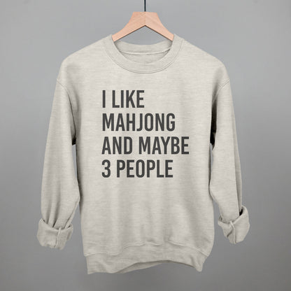I Like Mahjong and Maybe 3 People graphic crewneck sweatshirt in Oatmeal