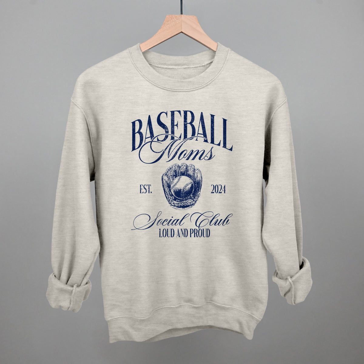 Baseball Moms Social Club graphic crewneck sweatshirt in Oatmeal