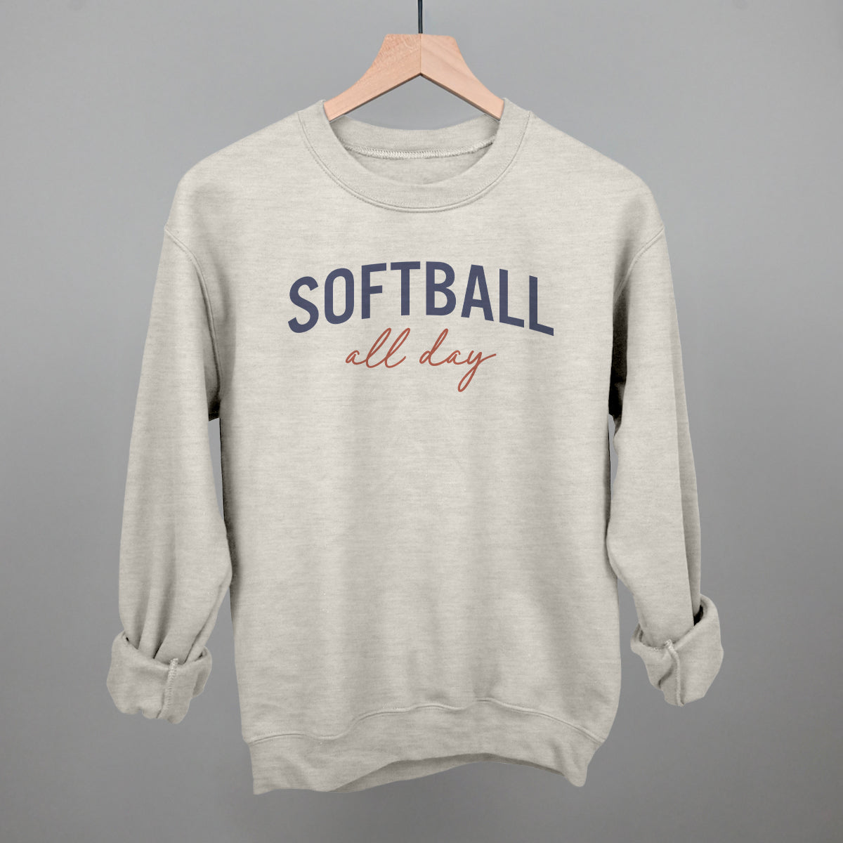 Softball All Day (Script) Funny Sweatshirt in Oatmeal – Ivy + Cloth